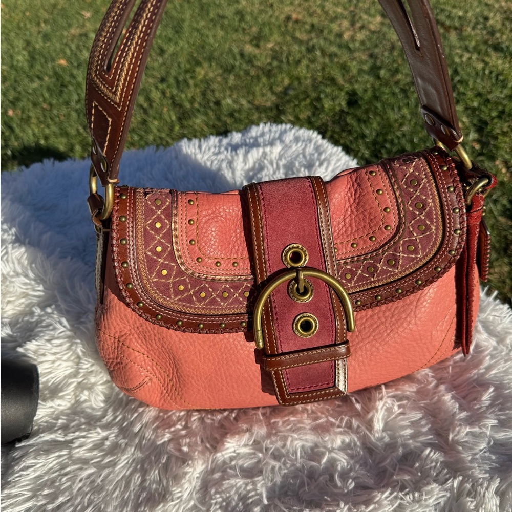 Coach Pink and Brown Shoulder Bag